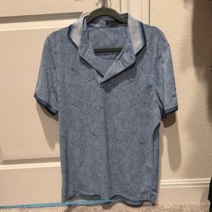 GFore Light Blue Floral Polo Shirt